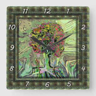 Peaceful Living Tree of Life Square Wall Clock