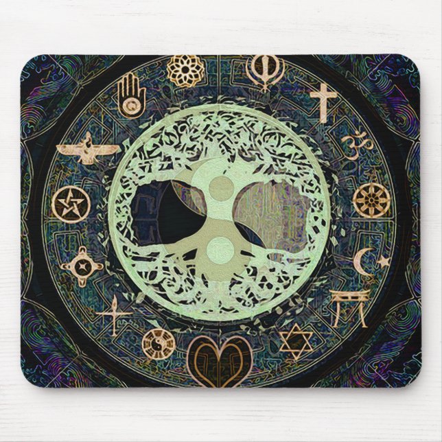Peaceful Living Yin Yang Tree of Life Mouse Pad (Front)