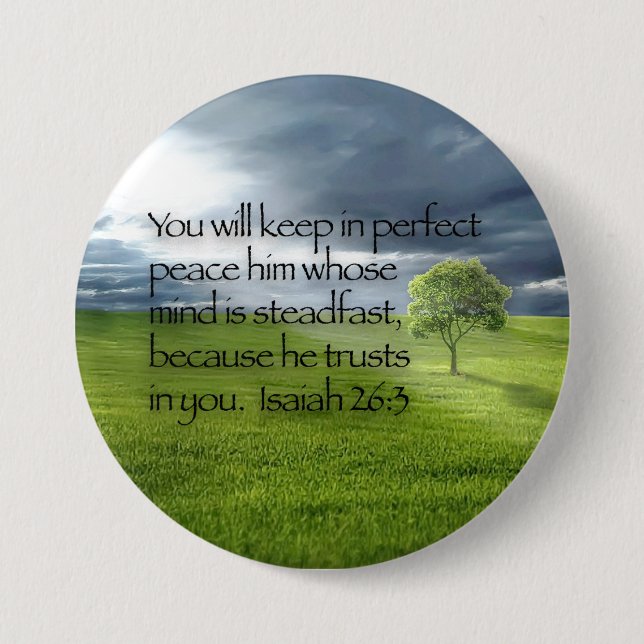Peaceful Lone Tree Bible Verse Isaiah 26:3 3 Inch Round Button (Front)