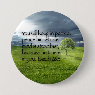 Peaceful Lone Tree Bible Verse Isaiah 26:3 3 Inch Round Button
