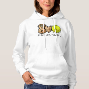Peaceful Love Softball Mothers Mother's Day Softba Hoodie
