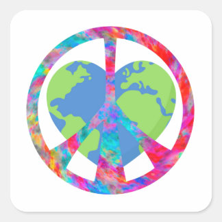 Peaceful Loving Earth Square Sticker