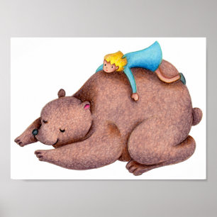Peaceful moment with a bear. poster