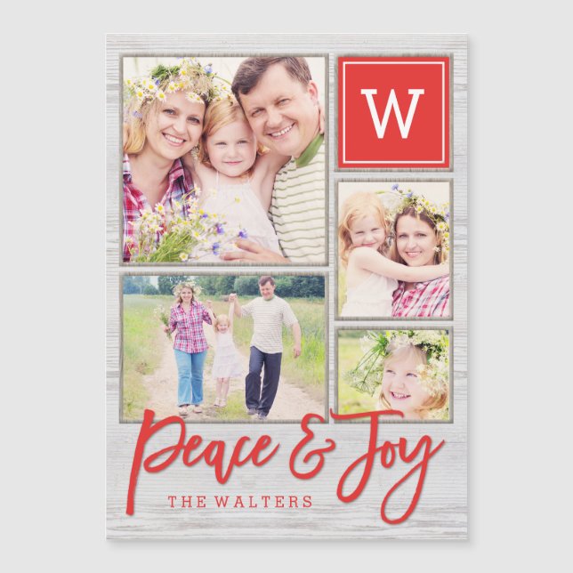 Peaceful Monogram Holiday Magnet (Front)