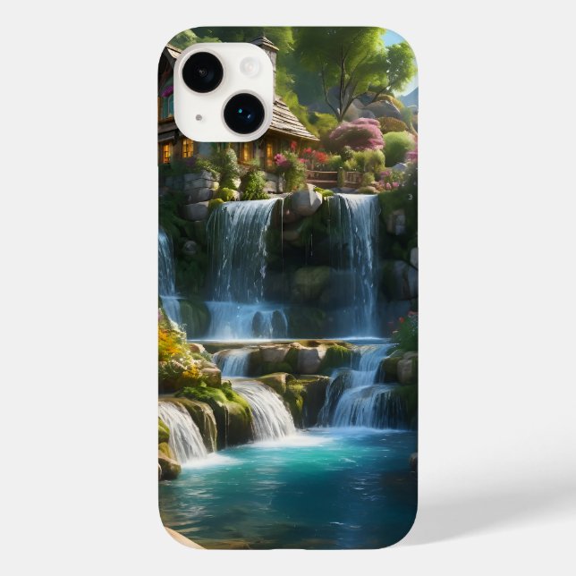 Peaceful mountain cabin waterfalls flowers Case-Mate iPhone case (Back)