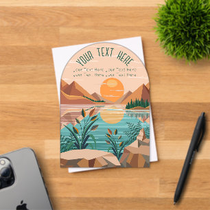 Peaceful Mountain Lake Sunset Landscape Acrylic Invitations