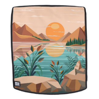 Peaceful Mountain Lake Sunset Landscape Backpack