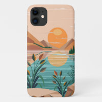 Peaceful Mountain Lake Sunset Landscape