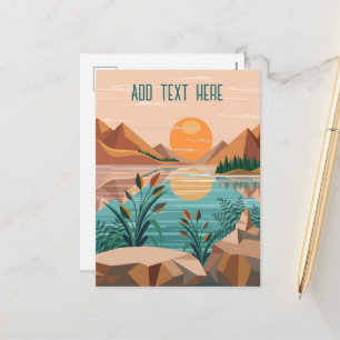 Peaceful Mountain Lake Sunset Landscape Holiday Postcard