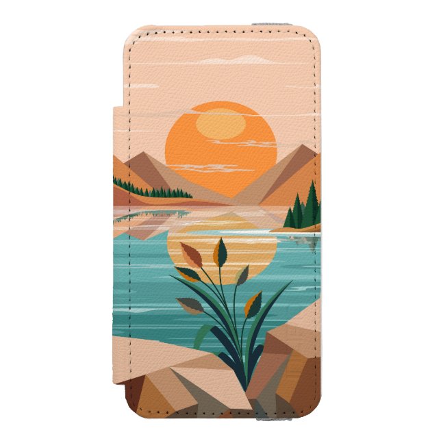 Peaceful Mountain Lake Sunset Landscape Incipio iPhone Wallet Case (Folio Front)
