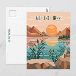 Peaceful Mountain Lake Sunset Landscape Postcard