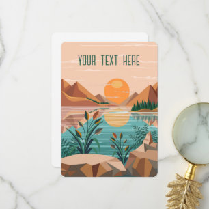 Peaceful Mountain Lake Sunset Landscape Thank You Card