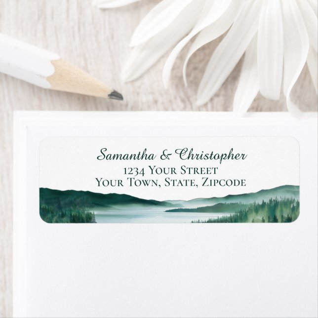 Peaceful Mountain Lake Wedding Return Address (Insitu)