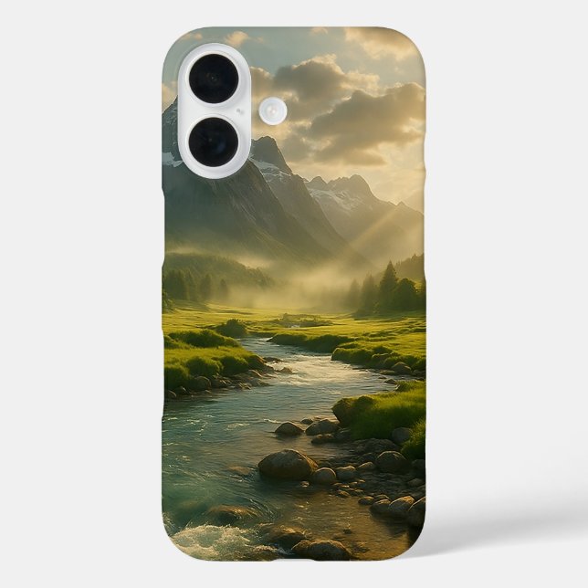 Peaceful Mountain River Landscape iPhone Case (Back)