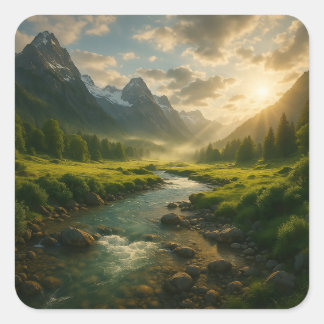 Peaceful Mountain River Nature Landscape Sticker