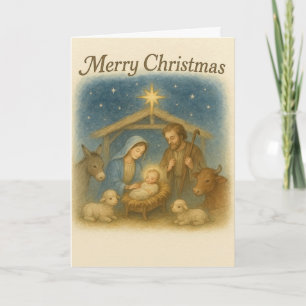 Peaceful Nativity Scene Christmas Holy Family  Holiday Card