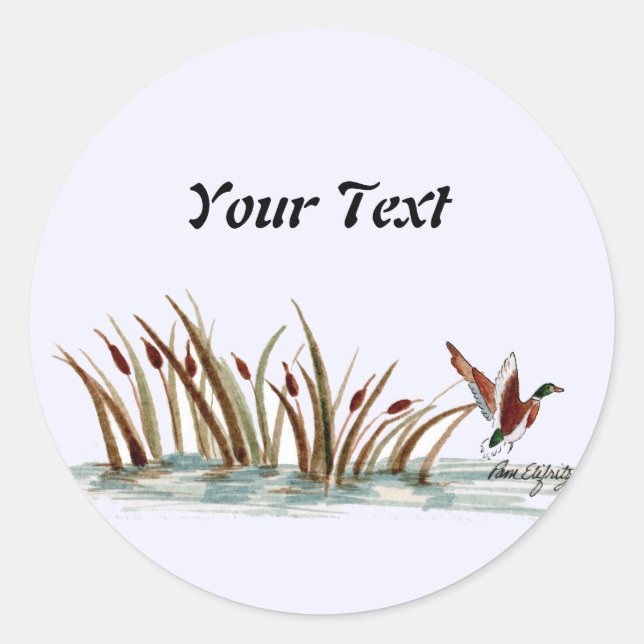 Peaceful Nature Mallard Duck Scene 2 Classic Round Sticker (Front)