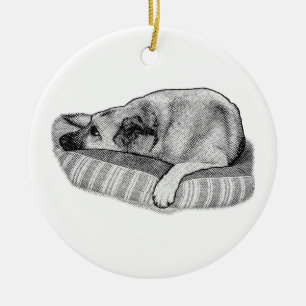 Peaceful Night, Manga Dog Bauble Ceramic Ornament