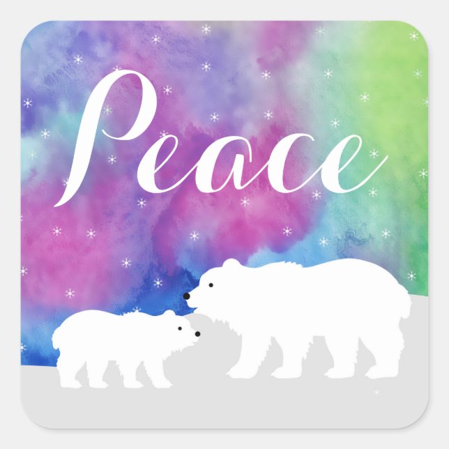 Peaceful Northern Lights Holiday Stickers (Front)