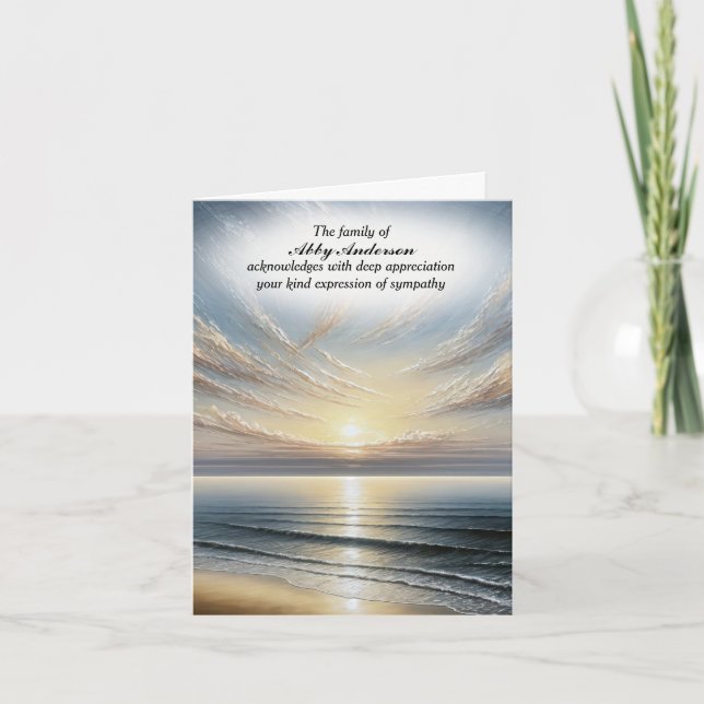 Peaceful Ocean Morning Sympathy Thank You Card (Front)