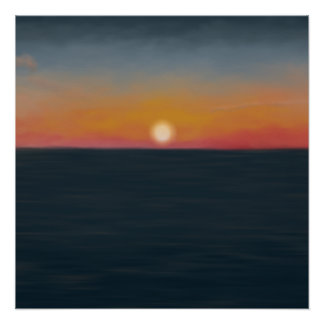 Peaceful Ocean Sunset Painting Poster