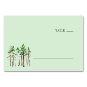 Peaceful Pale Green Watercolor Pine Trees Table Number
