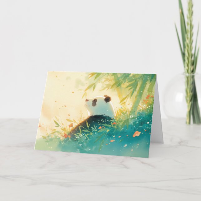 Peaceful Panda Among Bamboos Card (Front)