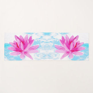 Peaceful Pink Lotus Flower Painting Yoga Mat