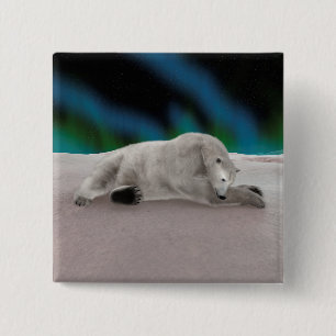 Peaceful Polar Bear Arctic Nature Illustration 2 Inch Square Button