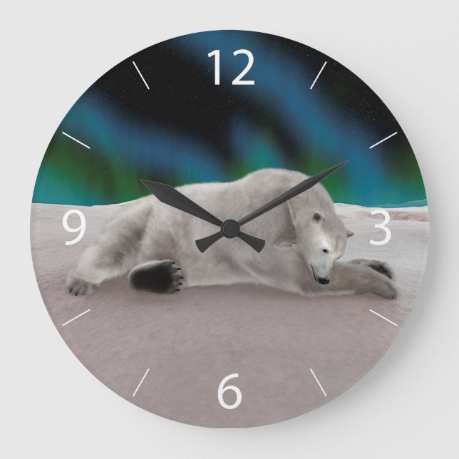 Peaceful Polar Bear Arctic Nature Illustration Large Clock (Front)