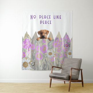 Peaceful, Pretty Floral Garden Fence Tapestry