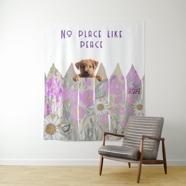 Peaceful, Pretty Floral Garden Fence  Tapestry (In Situ)