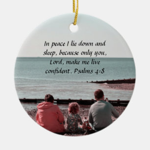Peaceful Rest - Psalm 4:8 Inspirational Design Ceramic Ornament