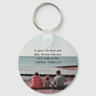 Peaceful Rest - Psalm 4:8 Inspirational Design Keychain