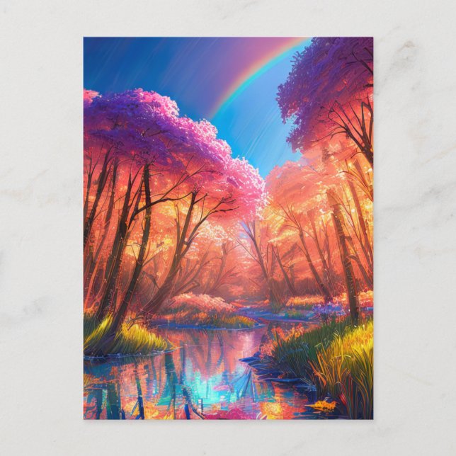 Peaceful River of a Beautiful Forest Postcard (Front)