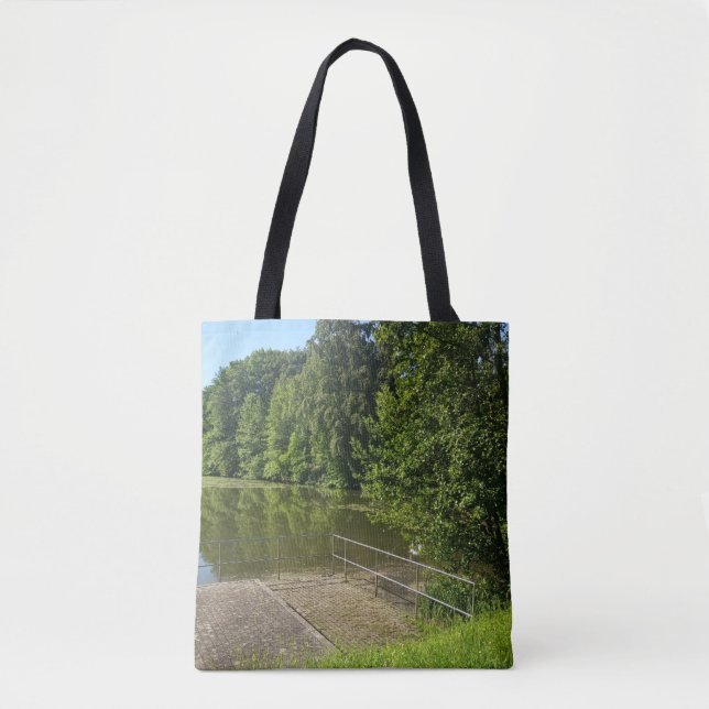 Peaceful Riverside Path Nature Tote Bag  De (Front)