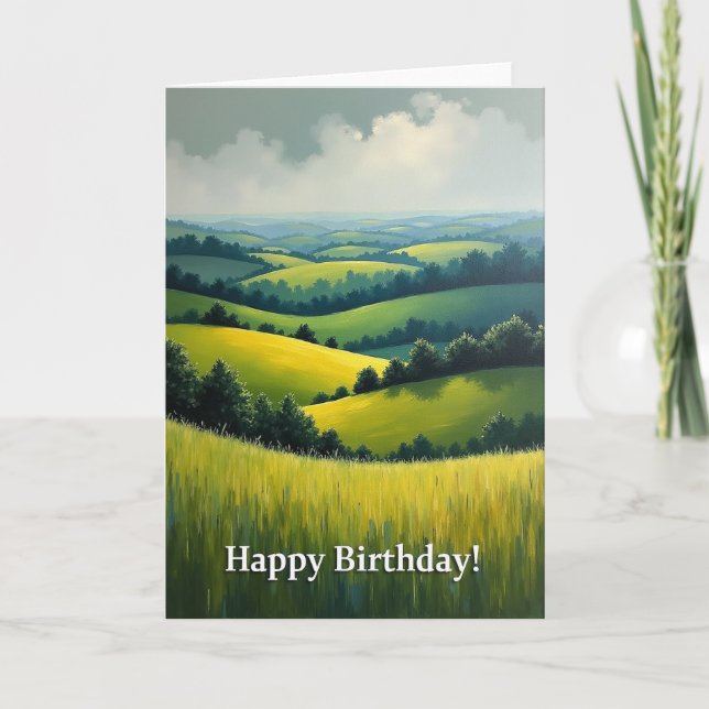 Peaceful Rolling Hills Birthday Card (Front)