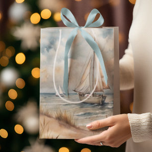 Peaceful Sailing Watercolor Coastal Medium Gift Bag