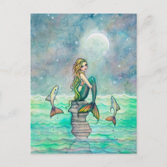 Peaceful Sea Mermaid Fantasy Art Postcard (Front)