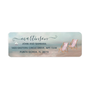  Peaceful Seascape Beach Sailboat Return Address 