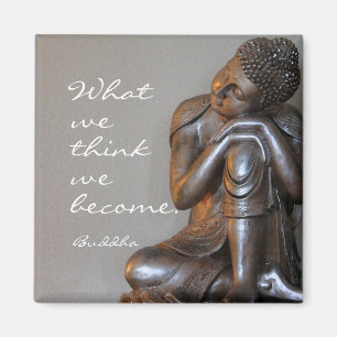 Peaceful silver Buddha with inspirational quote Magnet