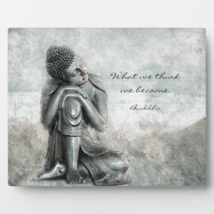Peaceful Silver Buddha with Wisdom Quote Plaque