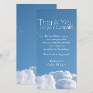 Peaceful Sky V1 Sympathy Thank You Photo Card