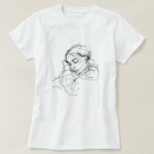 Peaceful Sleeping Woman Sketch T-Shirt