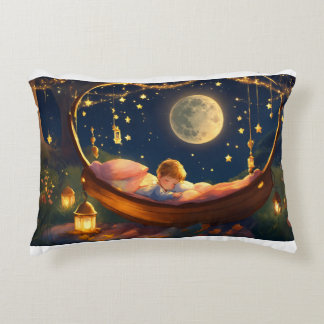 "Peaceful Slumber: A Boy's Nighttime Rest" Accent Pillow