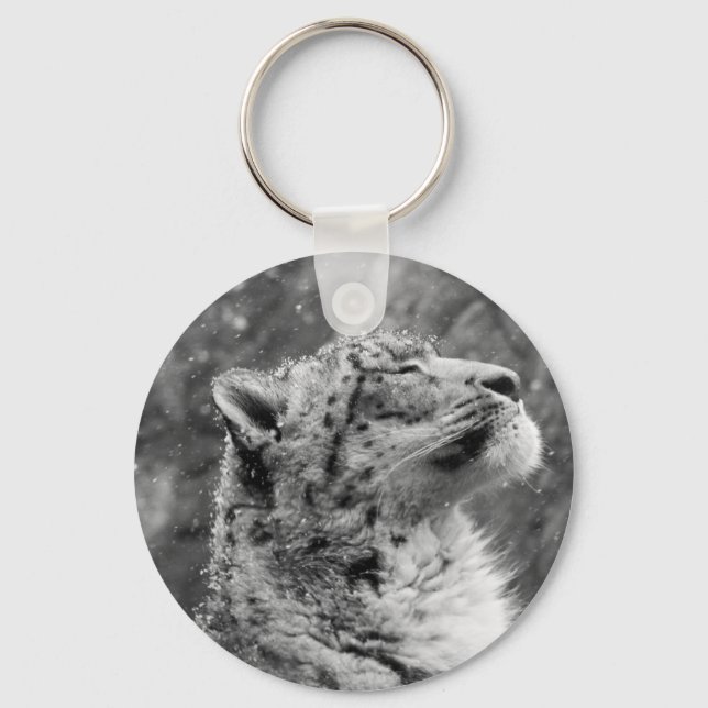 Peaceful Snow Leopard Keychain (Front)