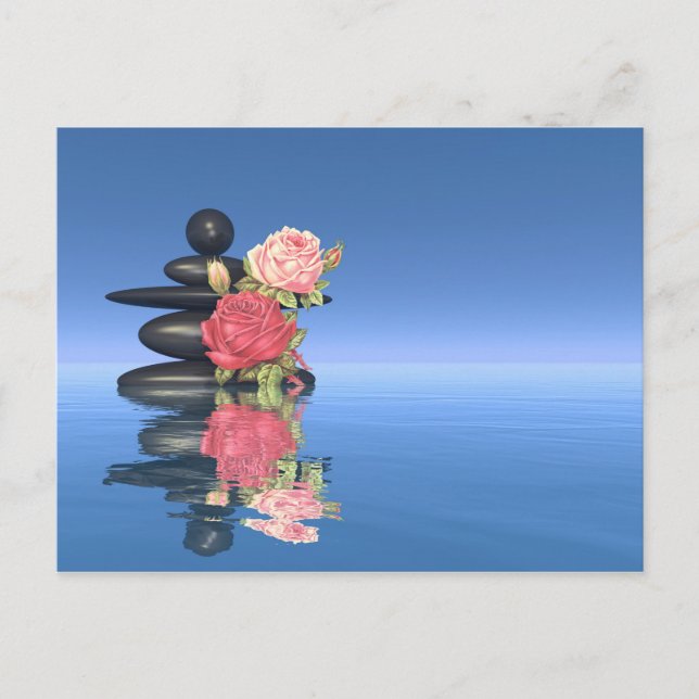 Peaceful stones and flower - 3D render Postcard (Front)
