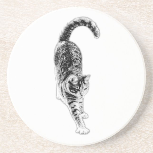 Peaceful Stretch Cat Coaster Set (Front)