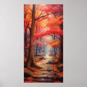Peaceful Strolling Autumn Park Fine Art Poster