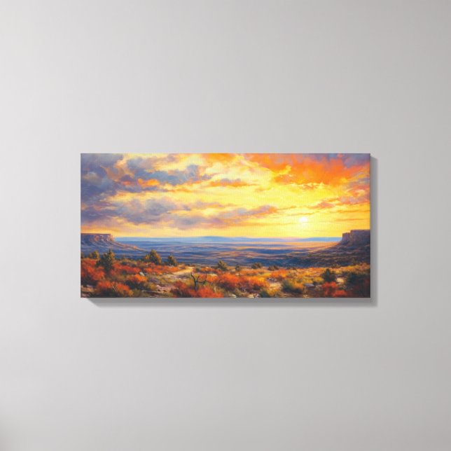 Peaceful Sunset in Autumn Plateau Fine Art Canvas Print (Front)